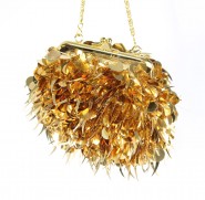 Evening Bag - Sequined w/ Metal frame – Gold - BG-21758GD 